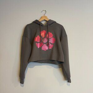 Custom Flower Graphic Cropped Hoodie